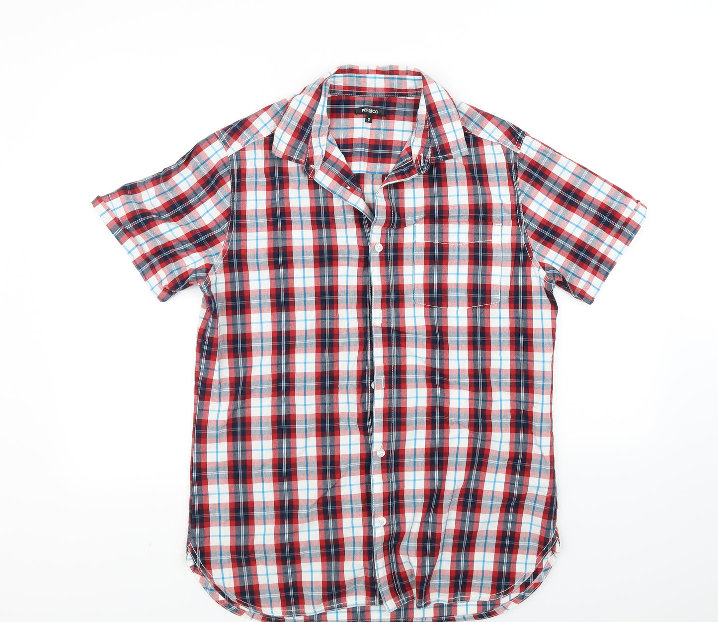 pep & co Mens Red Check   Button-Up Size S