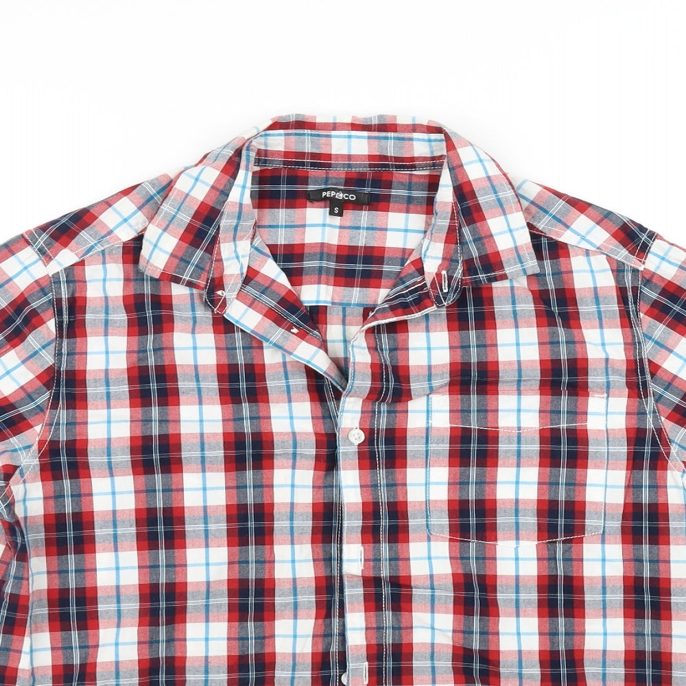pep & co Mens Red Check   Button-Up Size S