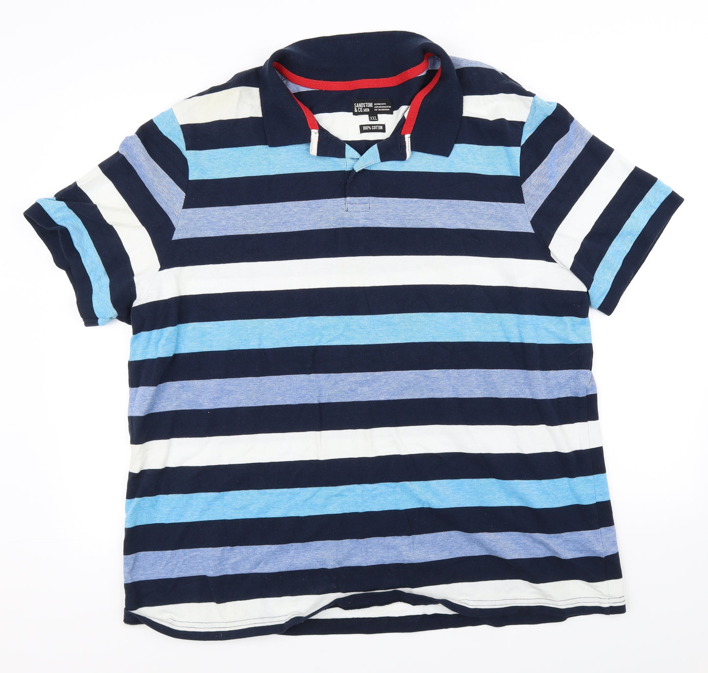 sand stone Mens Blue Striped   Polo Size Big 2X