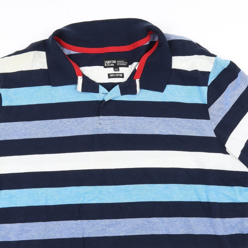 sand stone Mens Blue Striped   Polo Size Big 2X