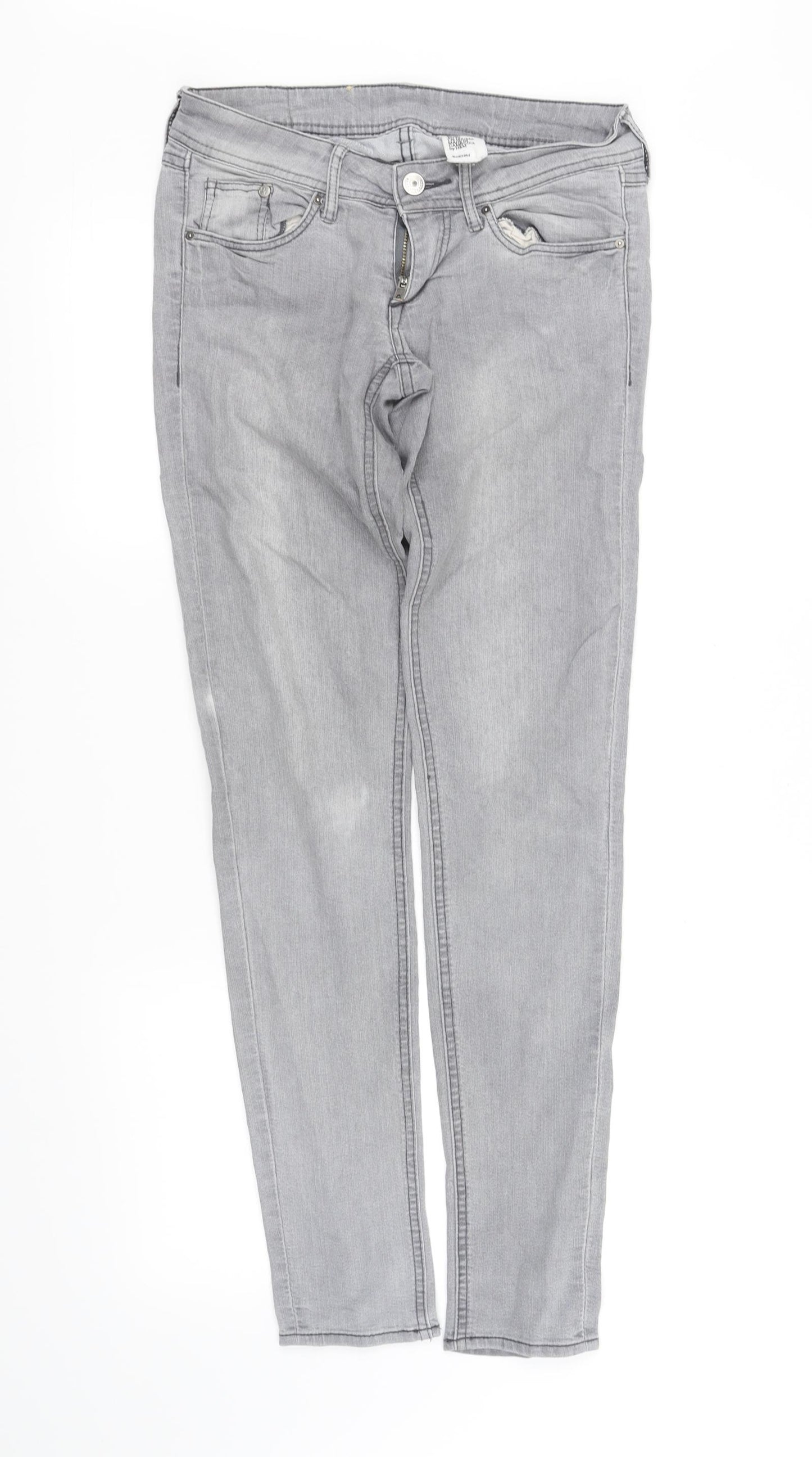 H&M Womens Grey   Straight Jeans Size S L32 in