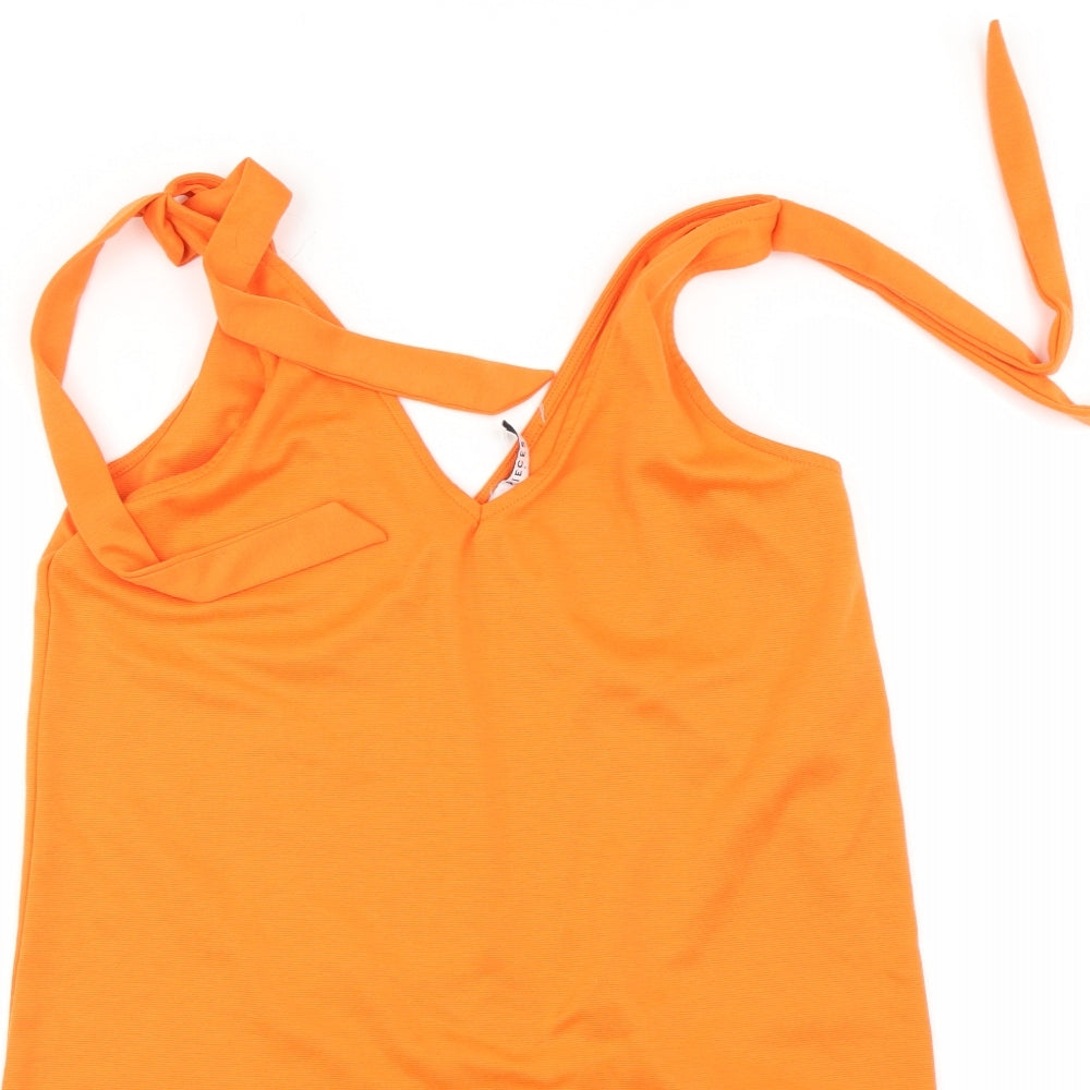 Pieces Womens Orange   Basic T-Shirt Size S