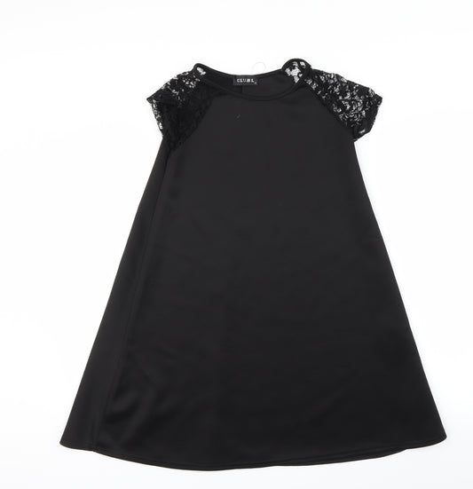 Front view of Club L women’s black a-line, size UK 12