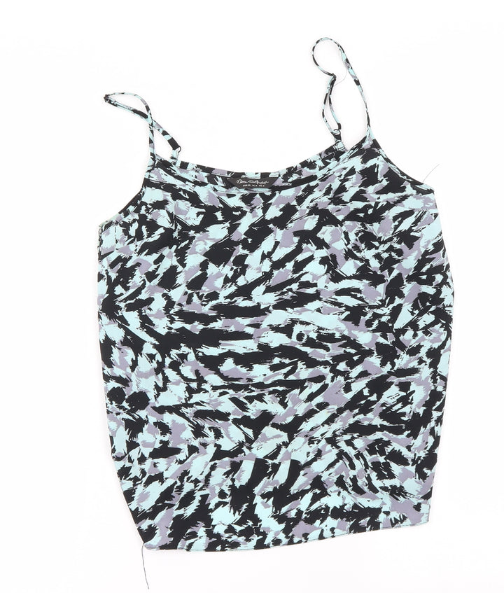 Miss Selfridge Womens Blue Camouflage Basic Blouse Size 8