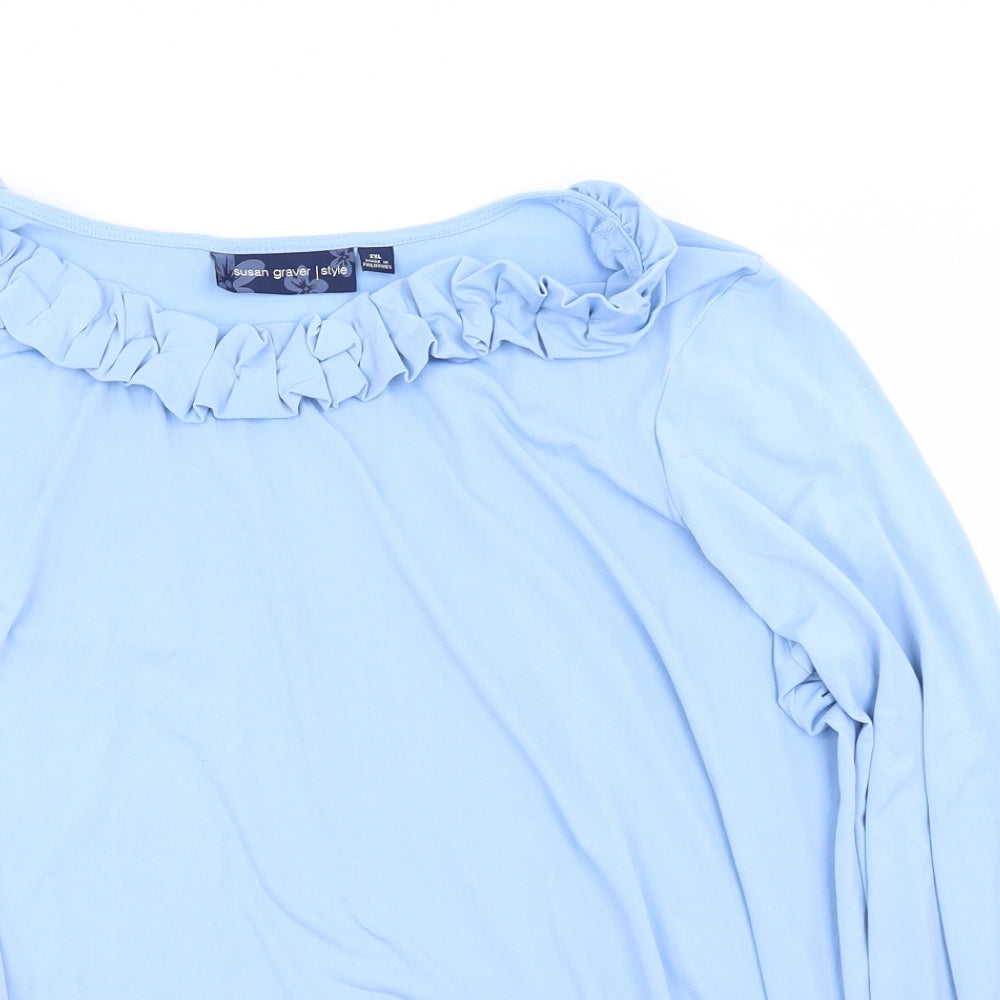 Susan Graver Womens Blue   Basic Blouse Size 2XL
