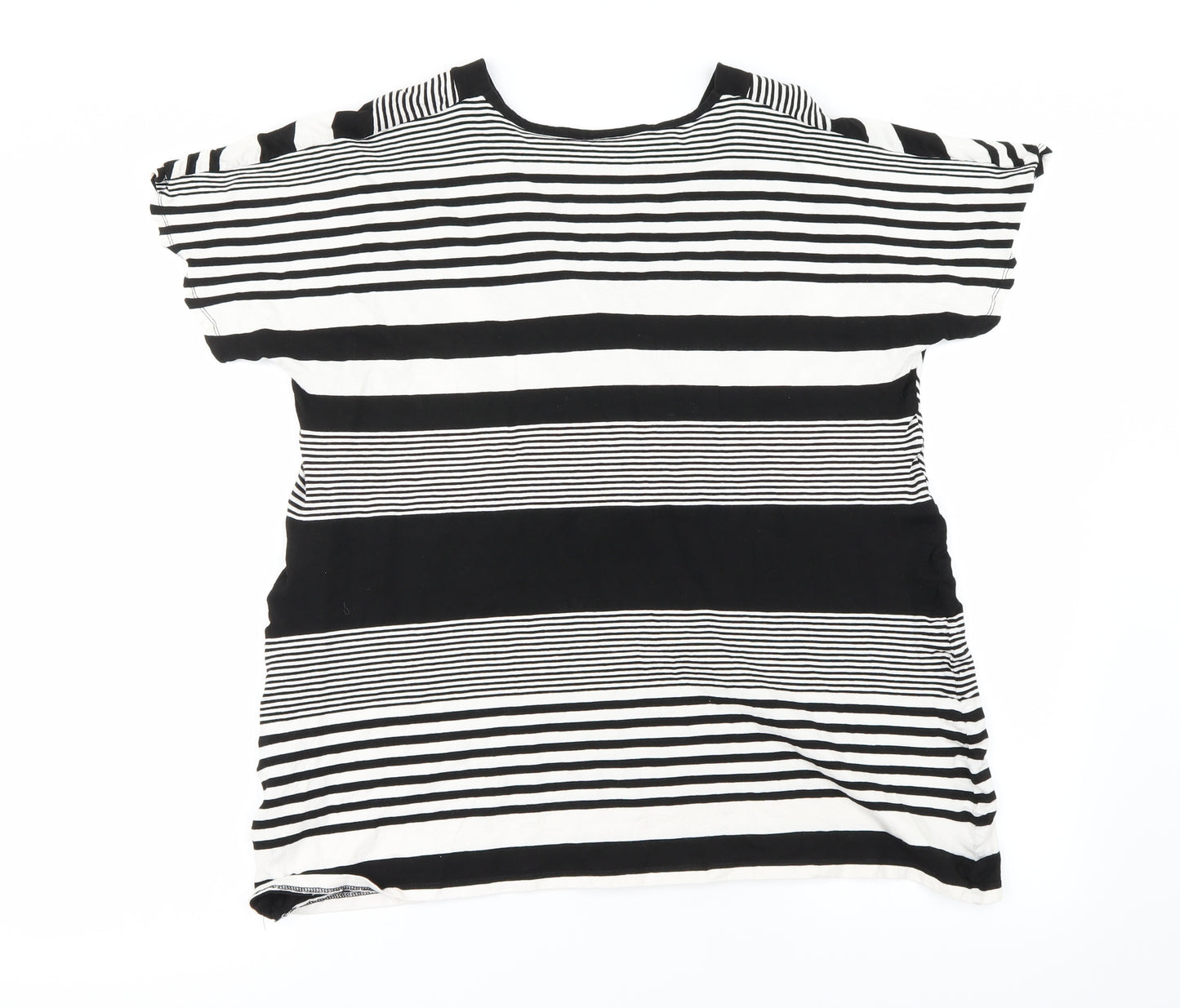 Ann Harvey Womens White Striped  Basic T-Shirt Size 22