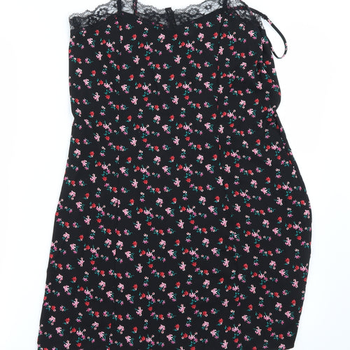 Preworn Womens Black Floral  Basic Blouse Size 12