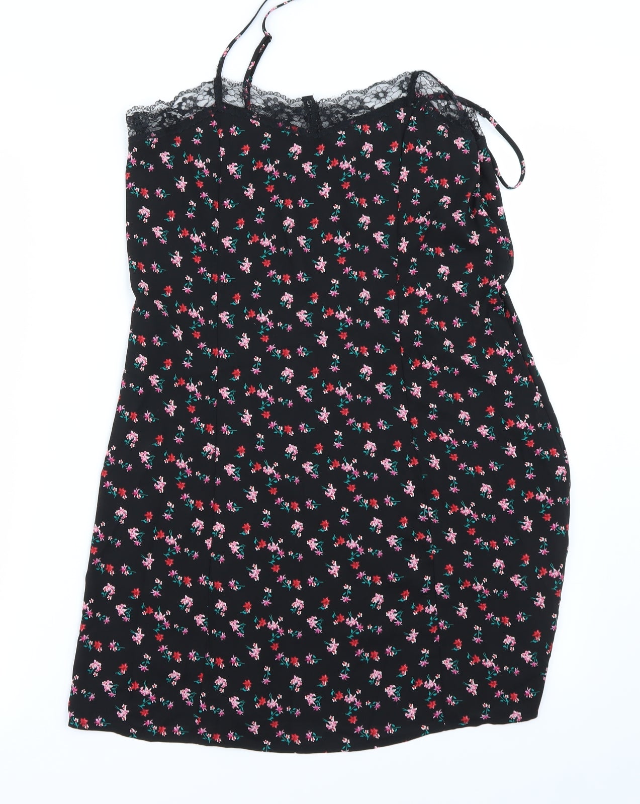 Preworn Womens Black Floral  Basic Blouse Size 12