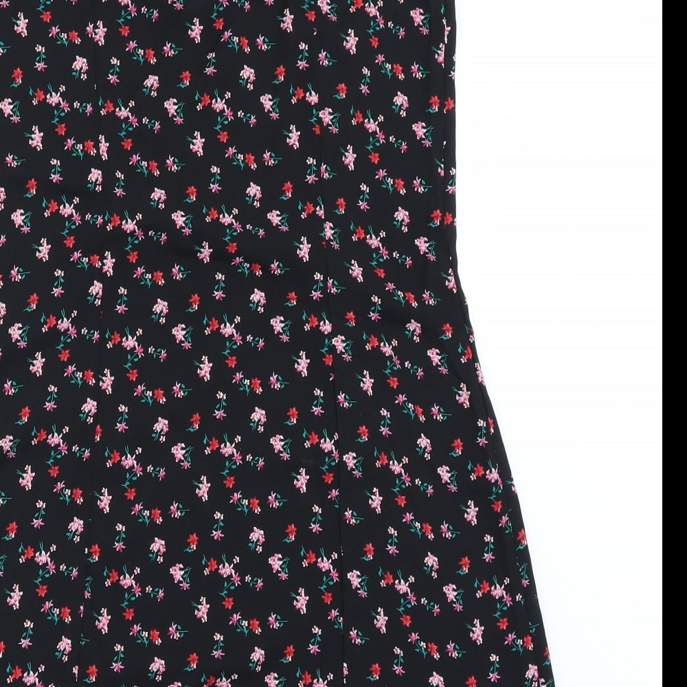 Preworn Womens Black Floral  Basic Blouse Size 12