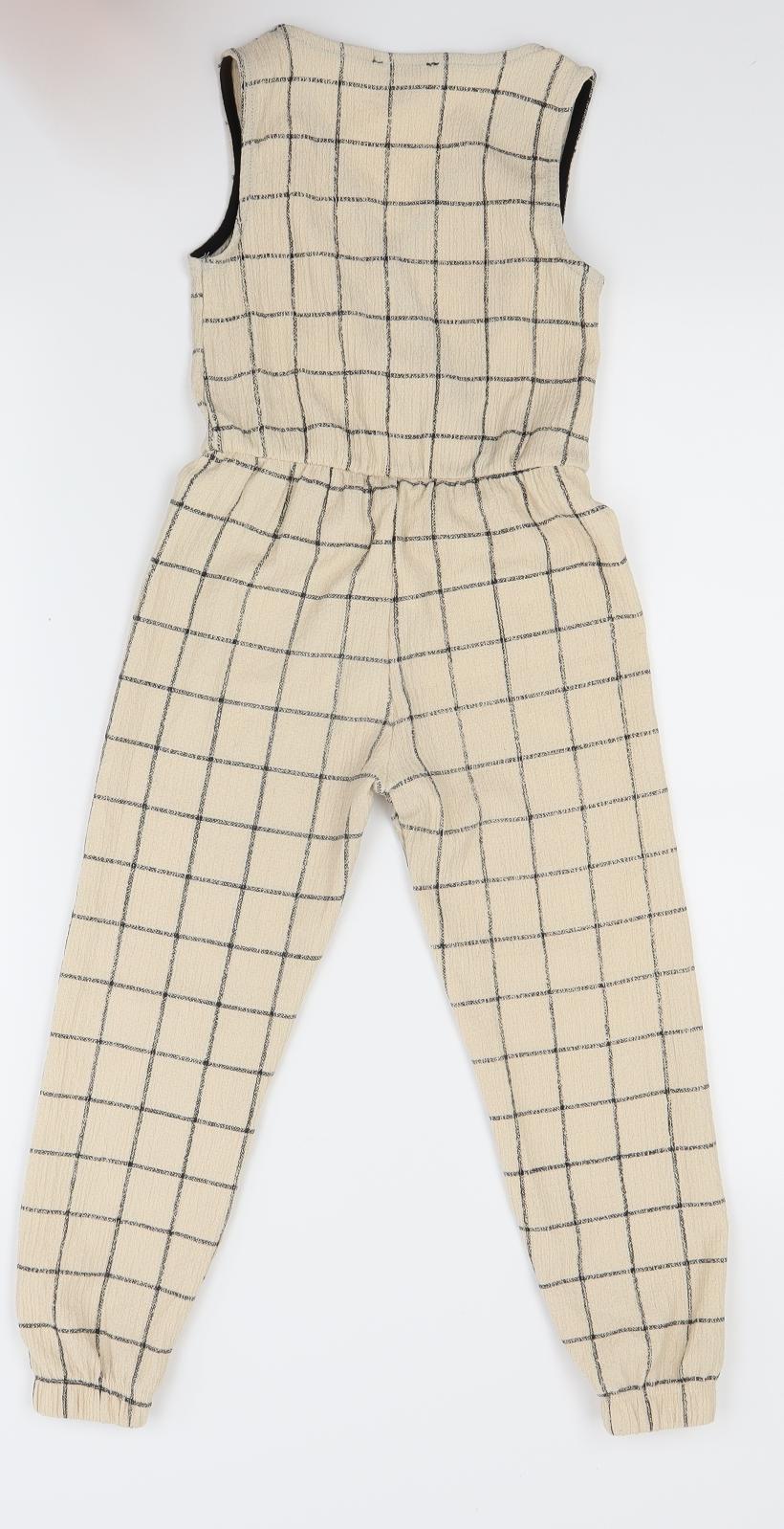 Primark Girls Brown Check  Trousers One-Piece Size 5-6 Years