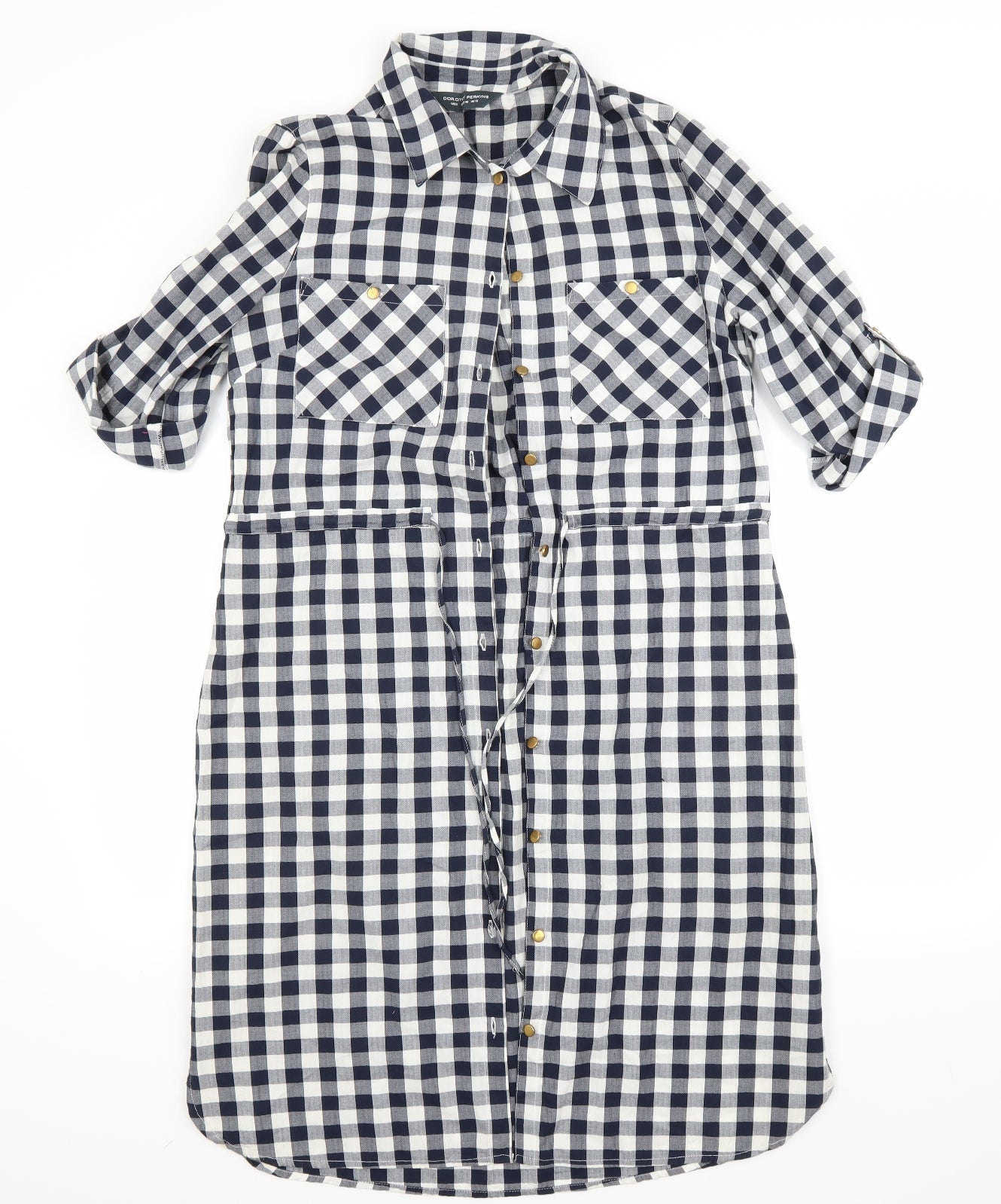 Dorothy Perkins Womens White Check  Shirt Dress  Size 12