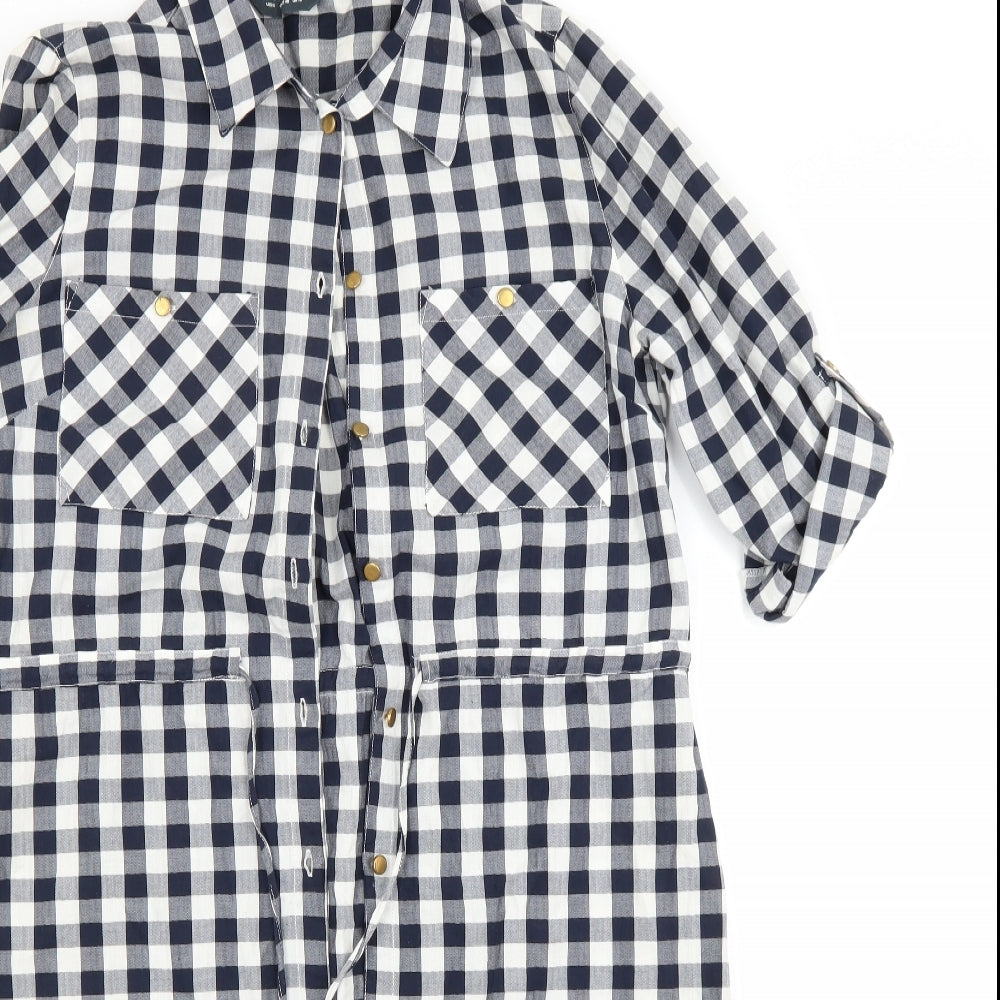 Dorothy Perkins Womens White Check  Shirt Dress  Size 12