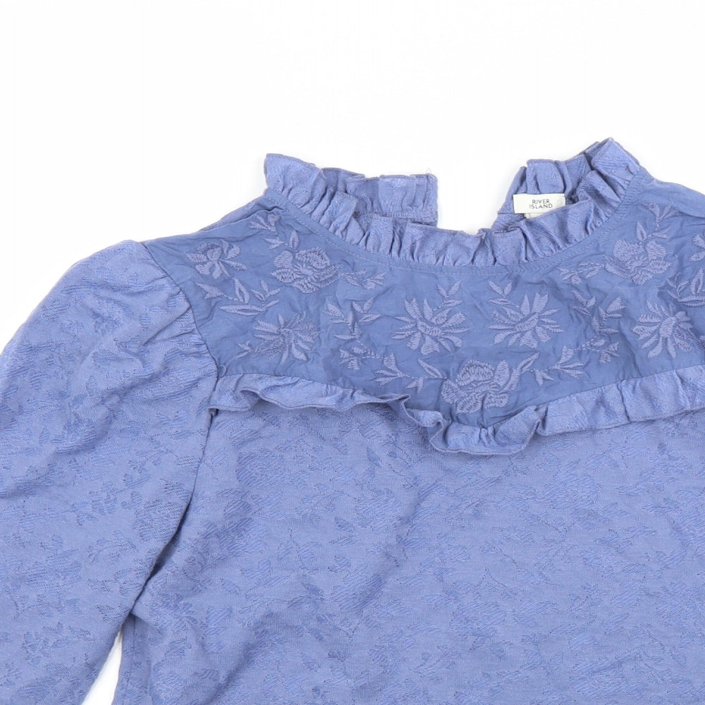 River Island Womens Blue Floral  Basic Blouse Size 14