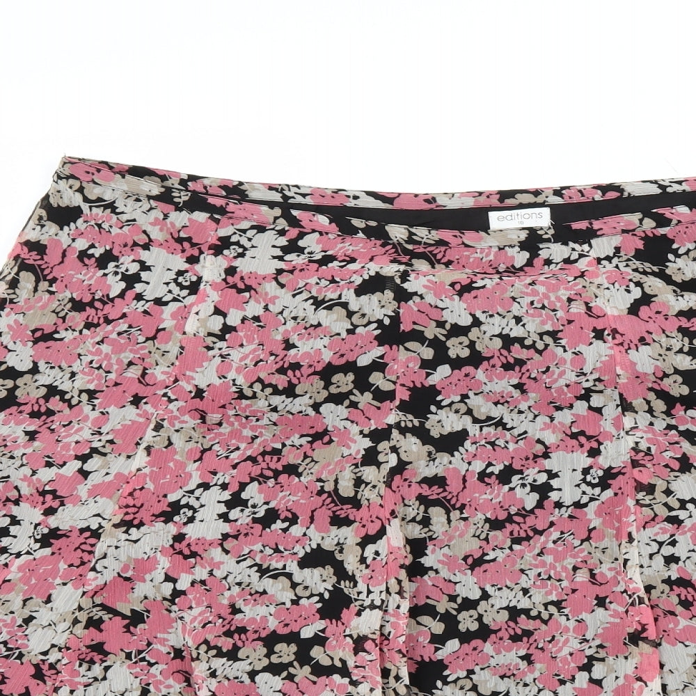 editions Womens Pink Floral  Flare Skirt Size 18