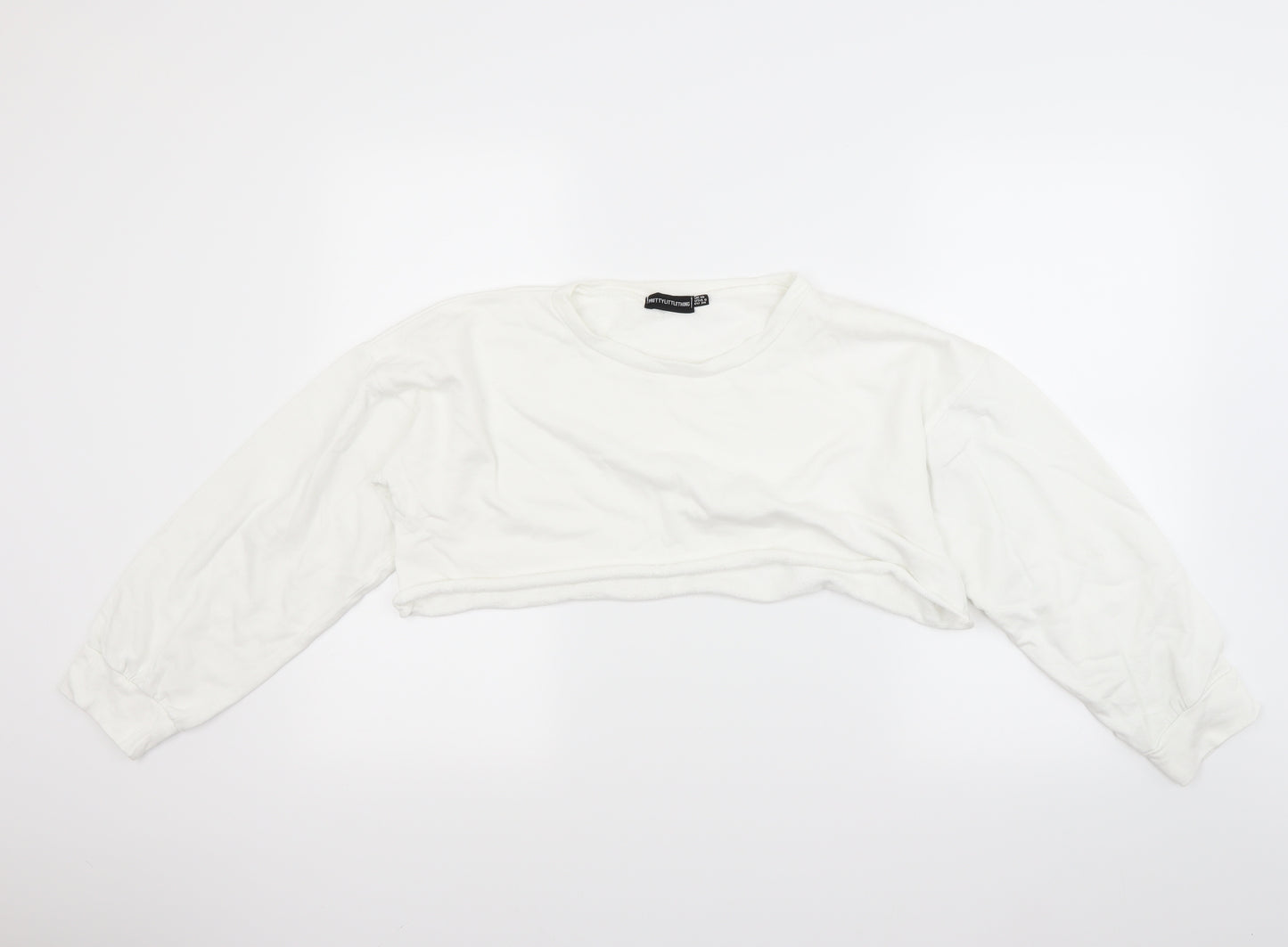 Prettylitlething Womens White   Pullover Sweatshirt Size 10  - crop top