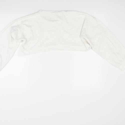 Prettylitlething Womens White   Pullover Sweatshirt Size 10  - crop top