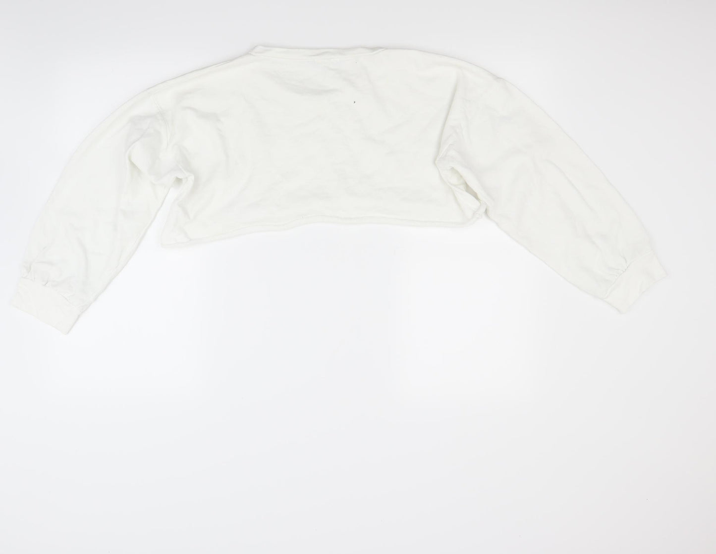 Prettylitlething Womens White   Pullover Sweatshirt Size 10  - crop top