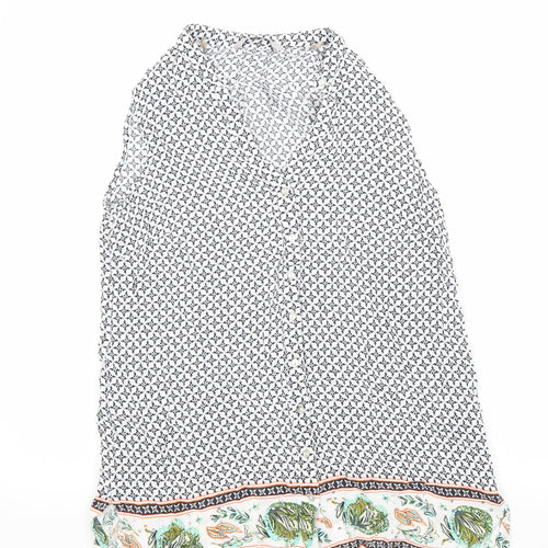 George Womens White Floral  Basic Blouse Size 10