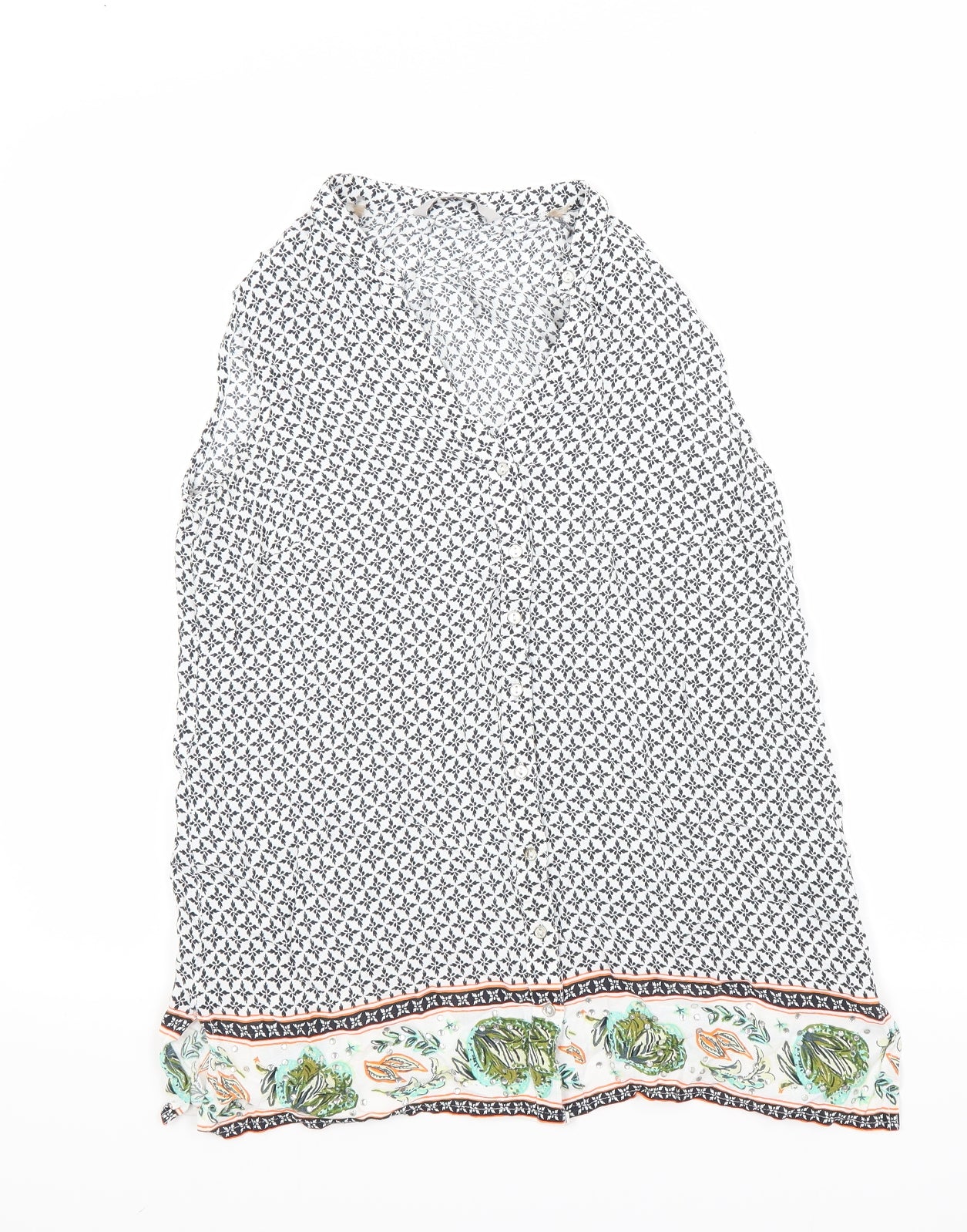 George Womens White Floral  Basic Blouse Size 10