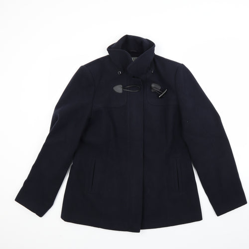 Wallis Womens Blue  Fleece Overcoat Coat Size 14