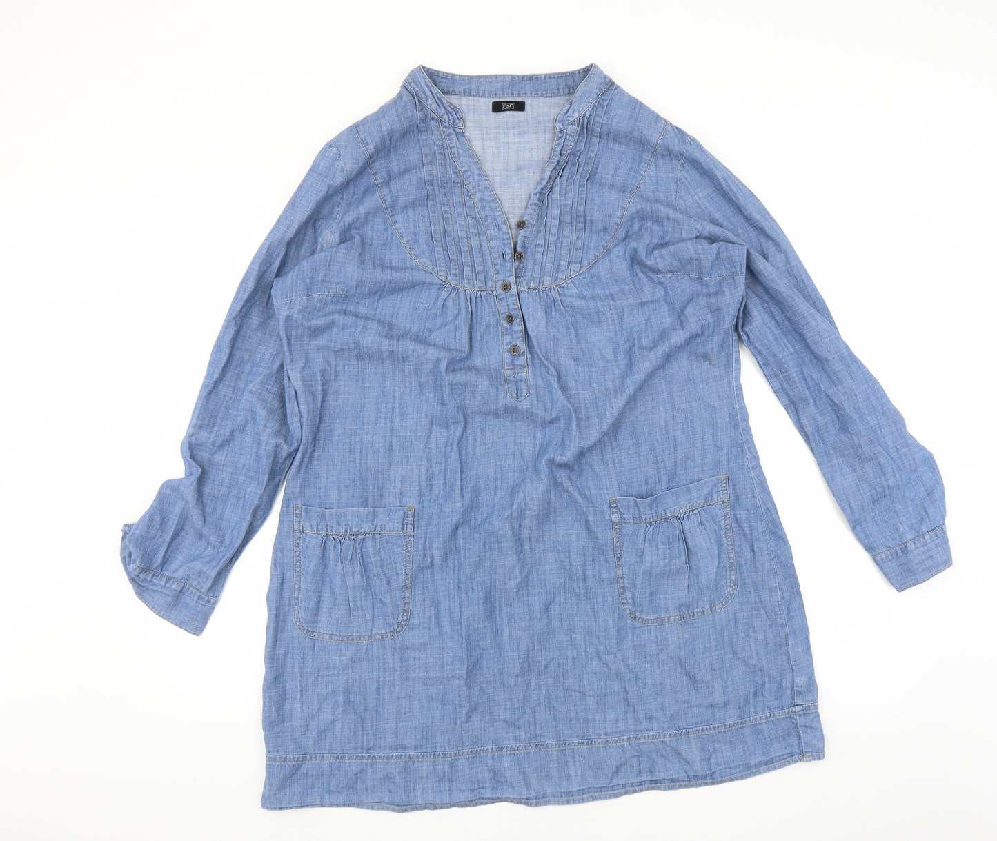 F&F Womens Blue  Denim Shirt Dress  Size 18