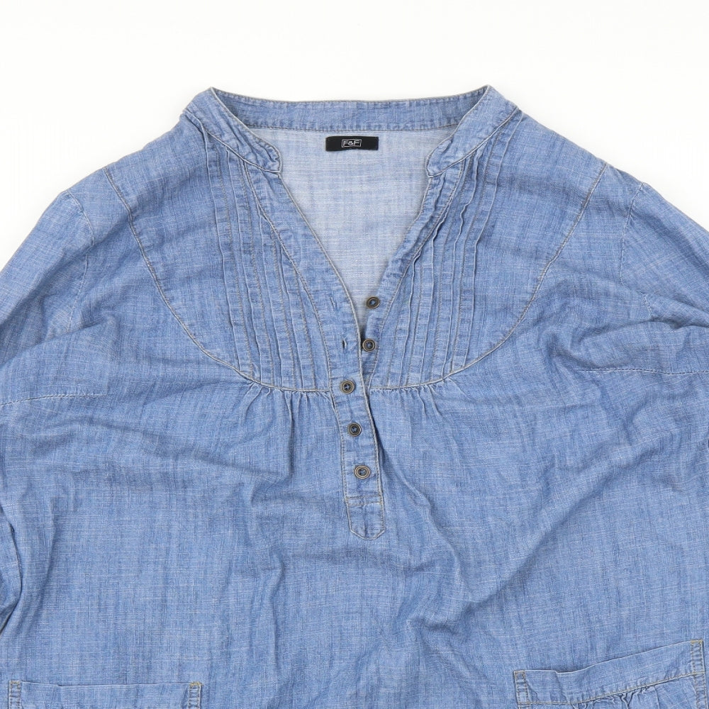 F&F Womens Blue  Denim Shirt Dress  Size 18