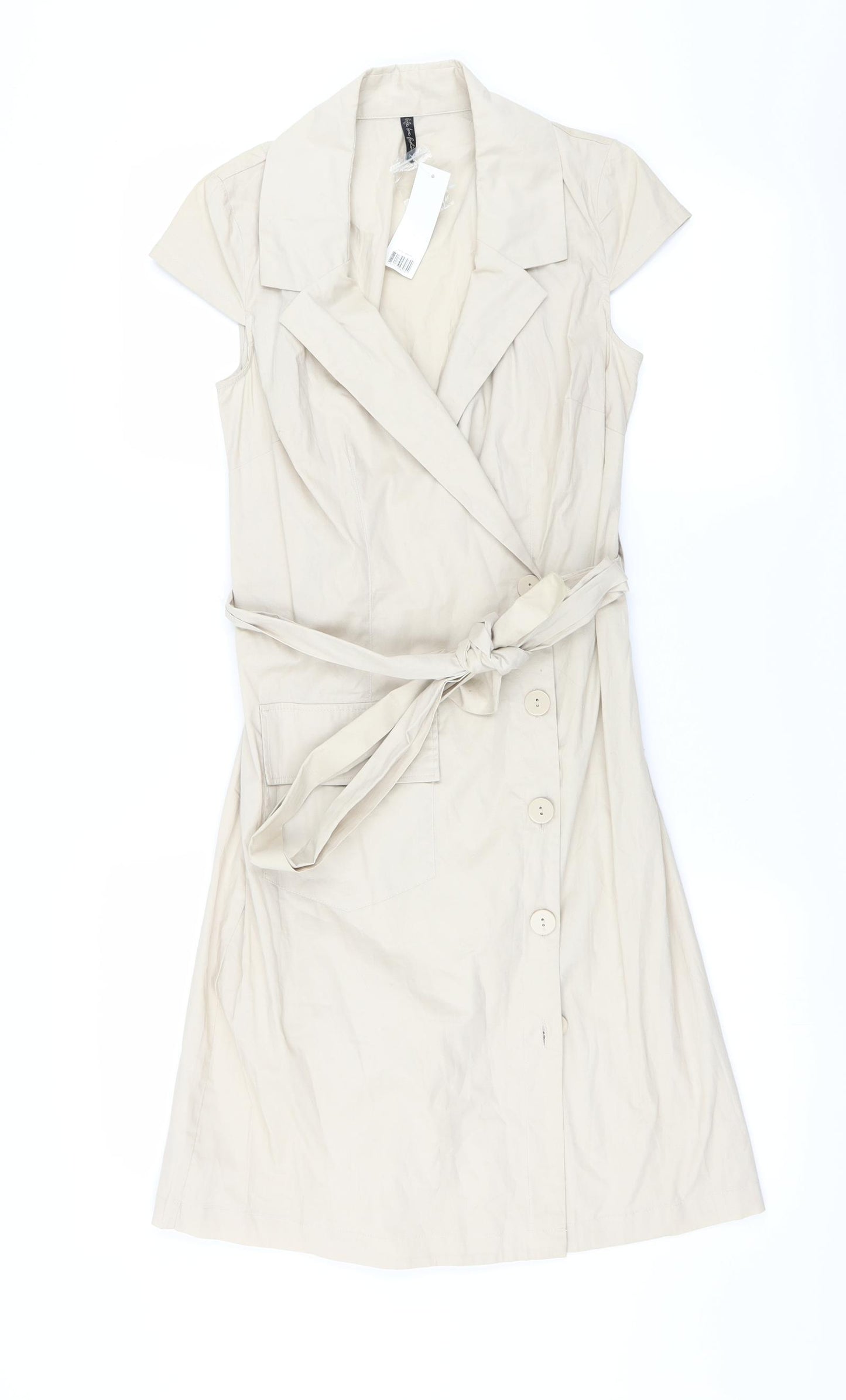 evie Womens Beige   Wrap Dress  Size 8