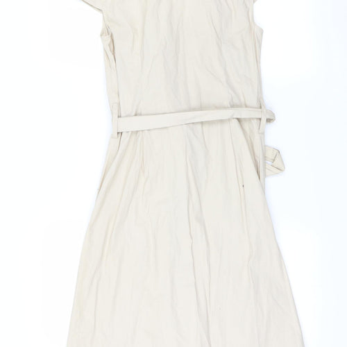 evie Womens Beige   Wrap Dress  Size 8