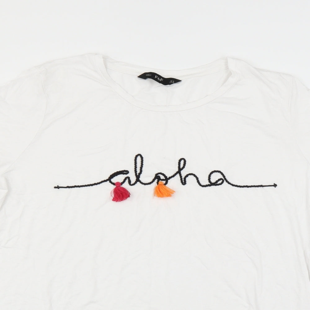 F&F Womens White   Basic T-Shirt Size 16  - aloha