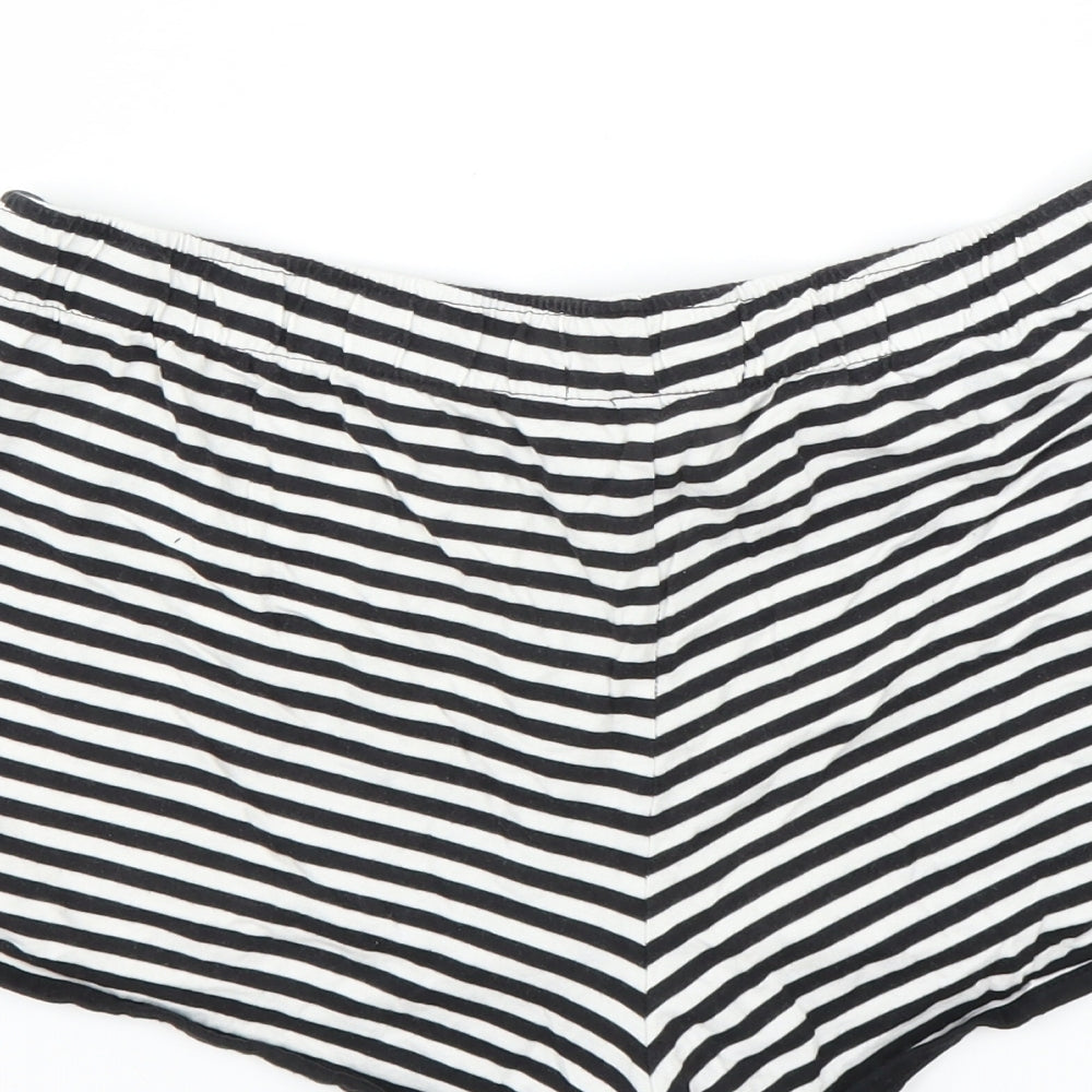 George Womens Black Striped  Hot Pants Shorts Size 16