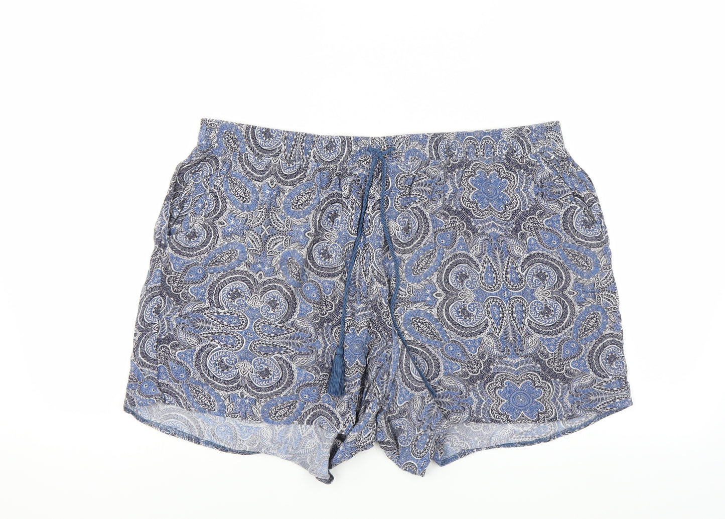 Matalan Womens Blue Paisley  Hot Pants Shorts Size 18