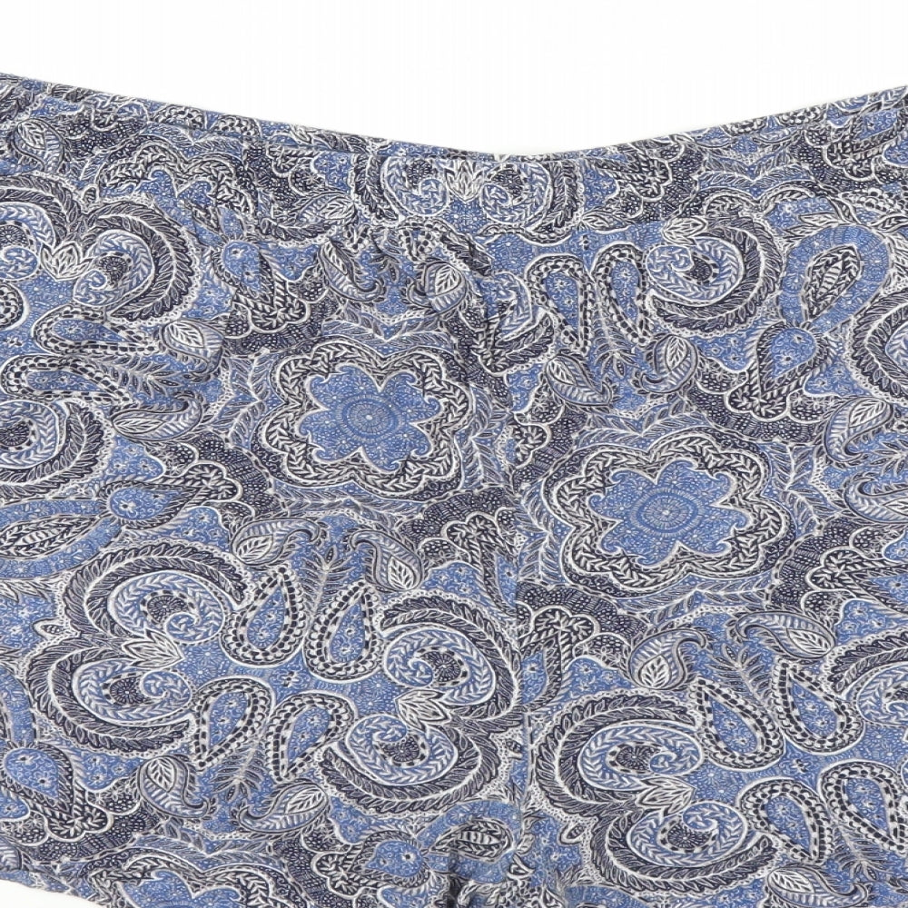Matalan Womens Blue Paisley  Hot Pants Shorts Size 18