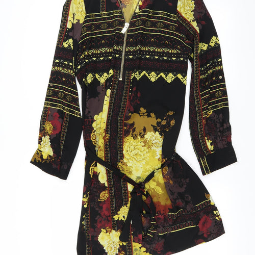 River Island Womens Black Floral  Shirt Dress  Size 16