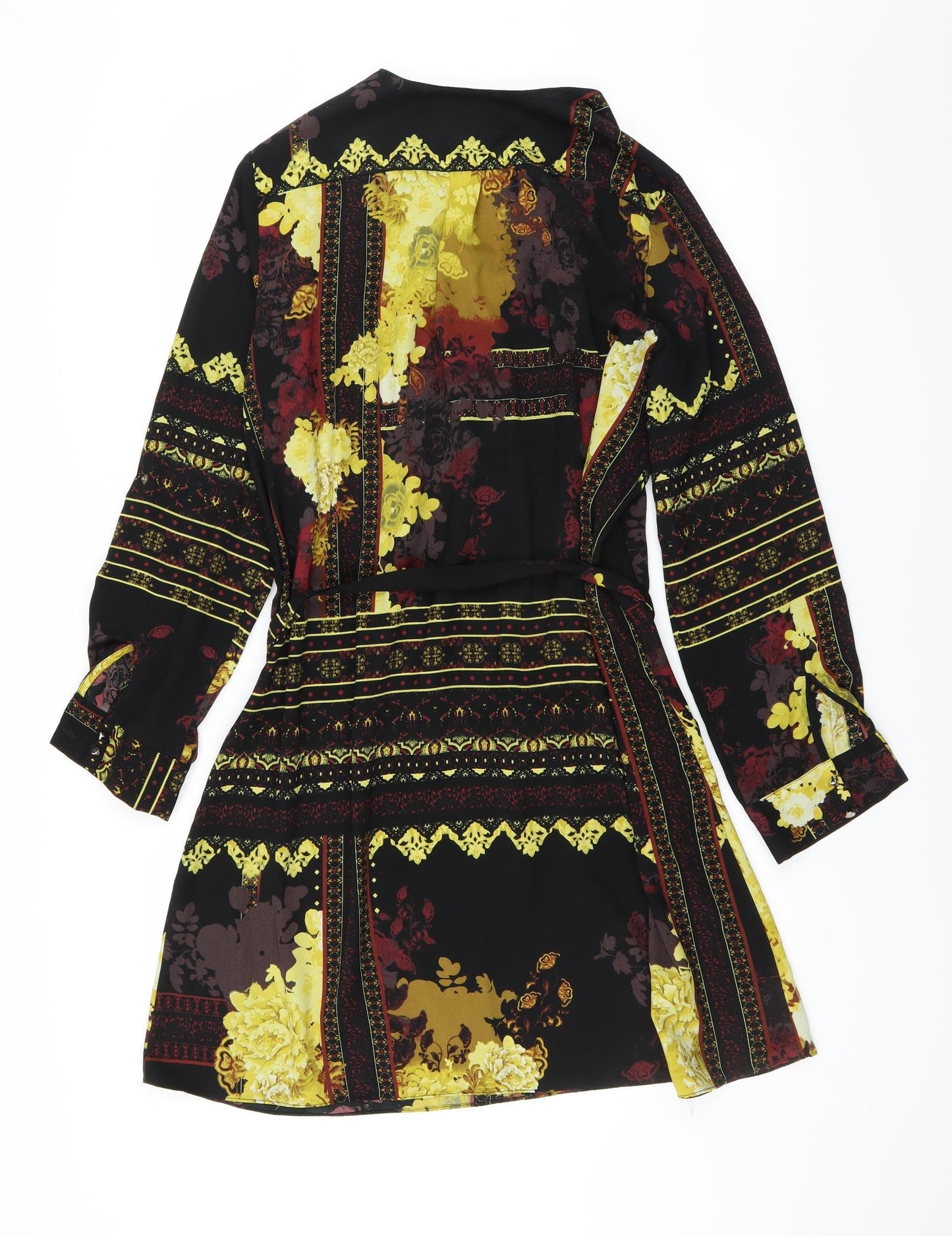 River Island Womens Black Floral  Shirt Dress  Size 16