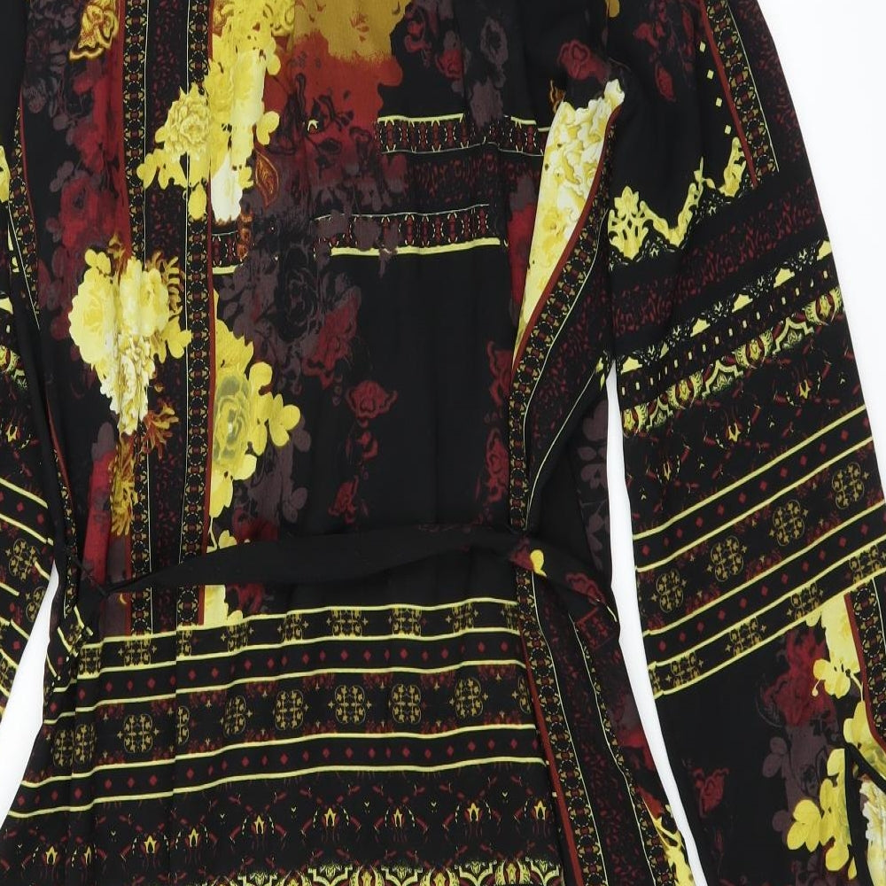 River Island Womens Black Floral  Shirt Dress  Size 16