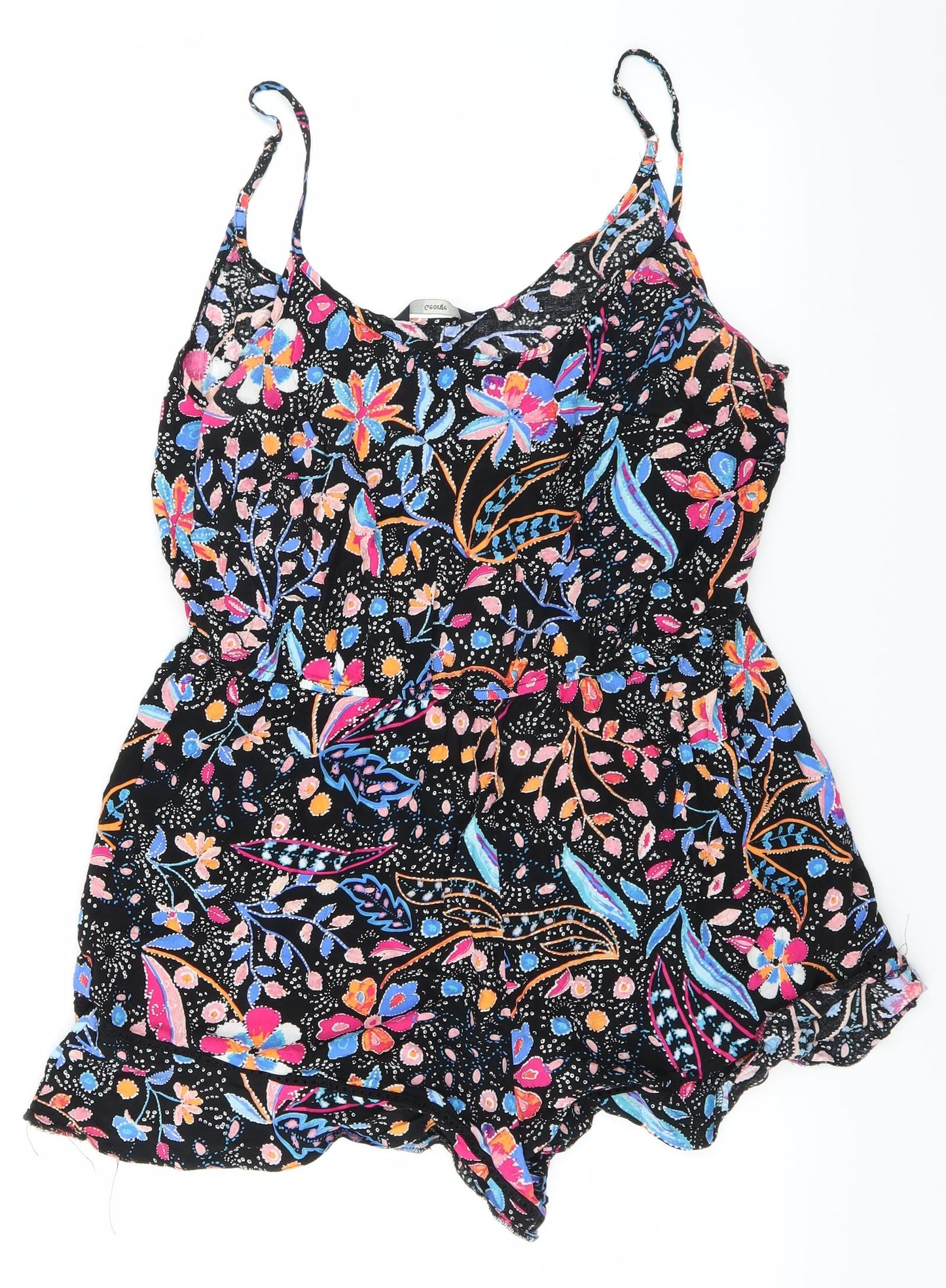 George Womens Black Floral  Playsuit One-Piece Size 16