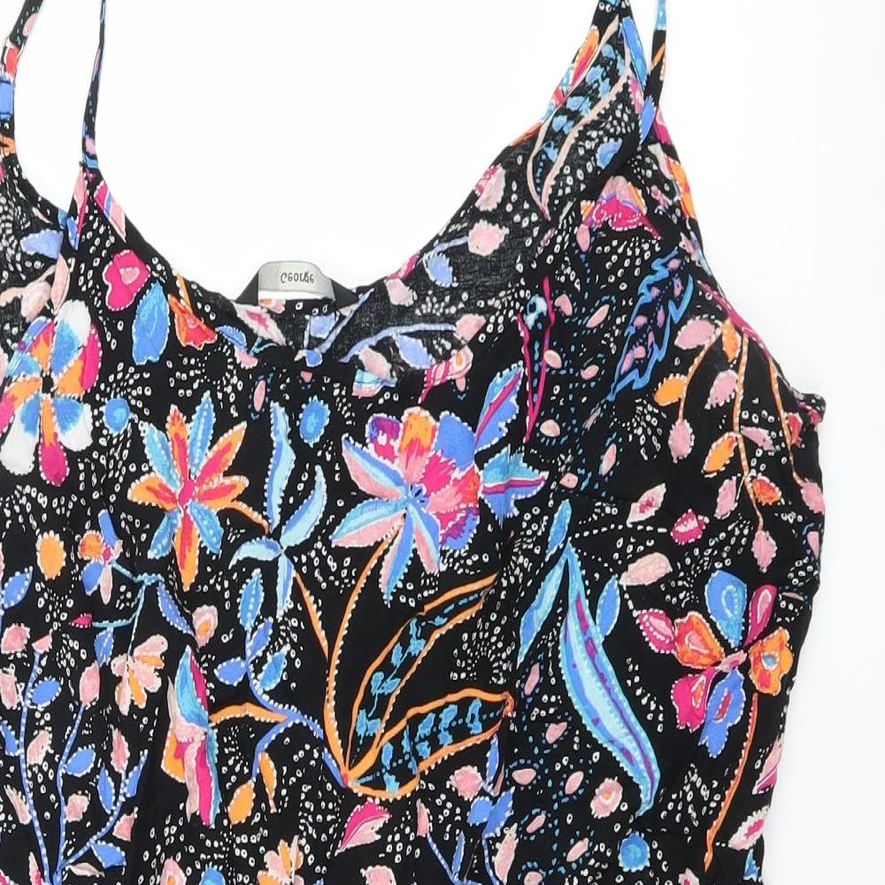 George Womens Black Floral  Playsuit One-Piece Size 16