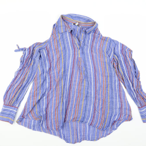 NEXT Womens Blue Striped  Basic Blouse Size 18  - COLD SHOULDER