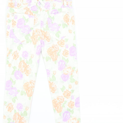 Matalan Girls White Floral  Skinny Jeans Size 4 Years