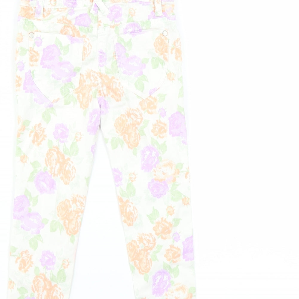 Matalan Girls White Floral  Skinny Jeans Size 4 Years