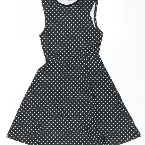 One Touch Womens Black Polka Dot  Skater Dress  Size 8