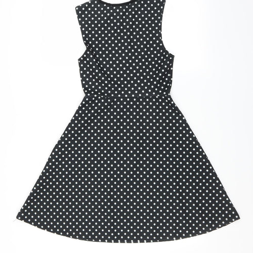One Touch Womens Black Polka Dot  Skater Dress  Size 8