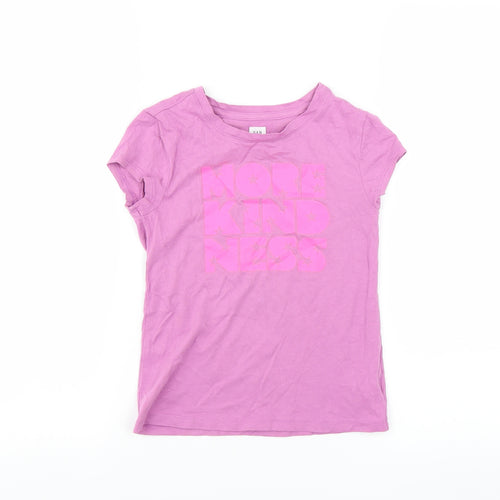 Gap Girls Purple   Basic T-Shirt Size 6-7 Years  - more kindness