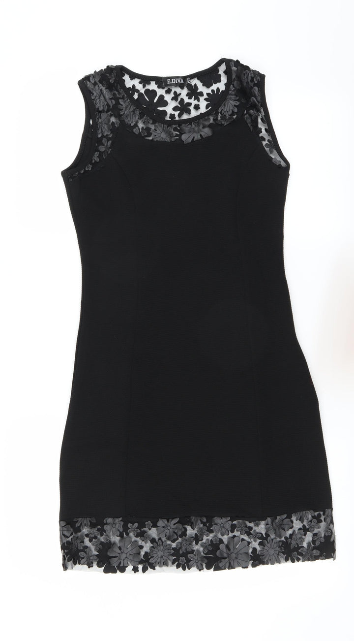 E. DIVA Womens Black Bodycon Size S - floral detail