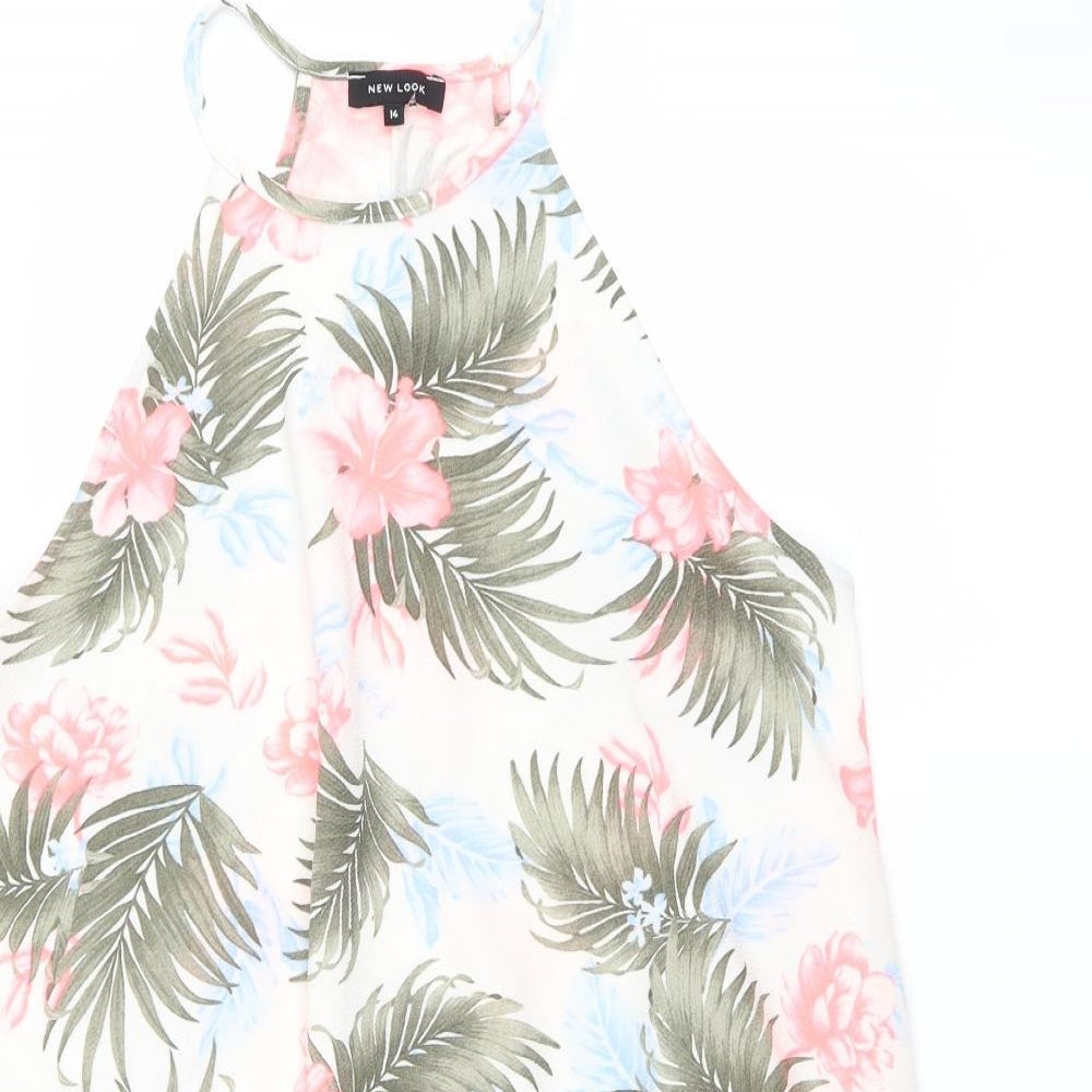 New Look Womens White Floral  Trapeze & Swing  Size 14