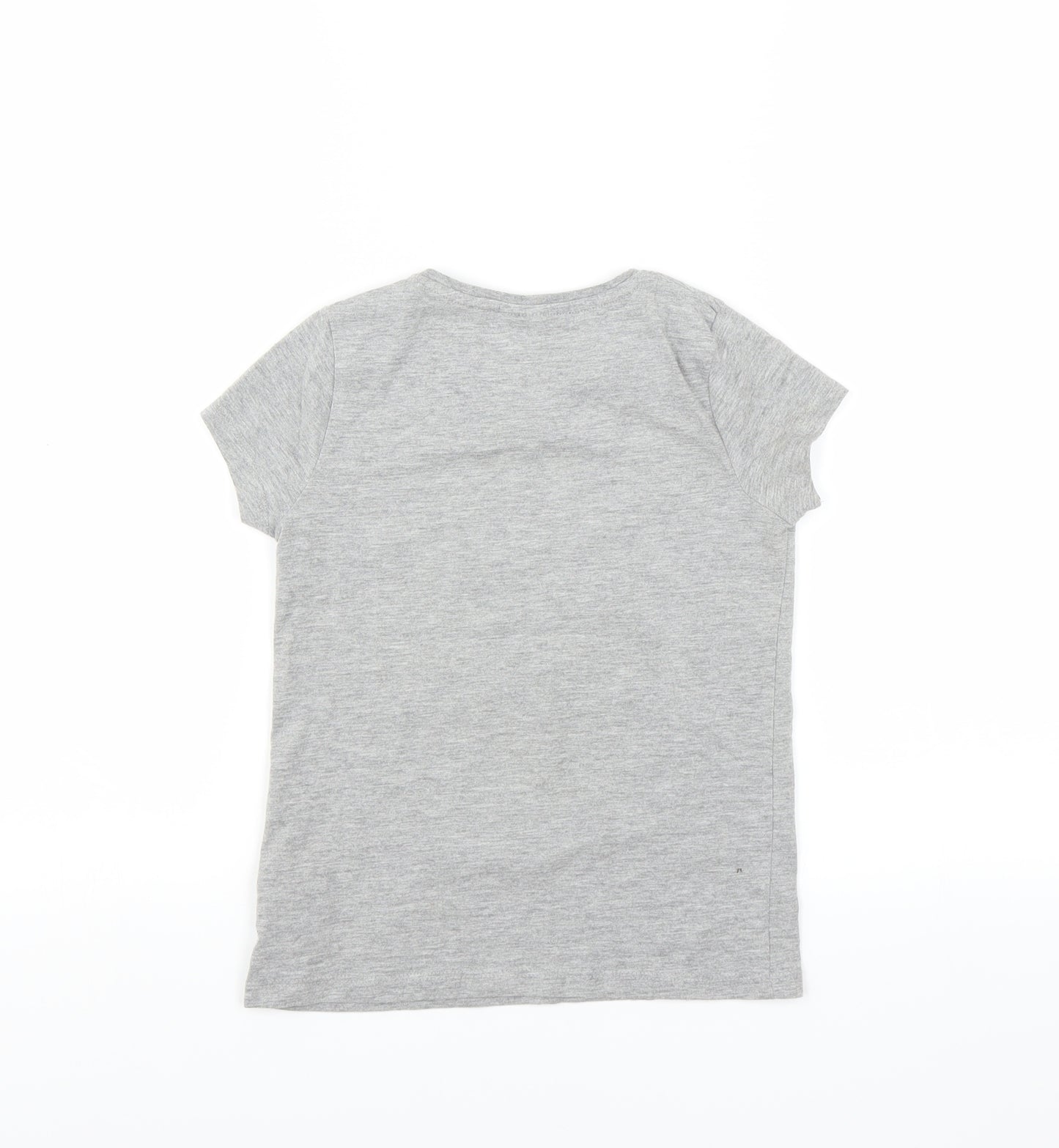 F&F Girls Grey   Basic T-Shirt Size 7-8 Years  - unicorn