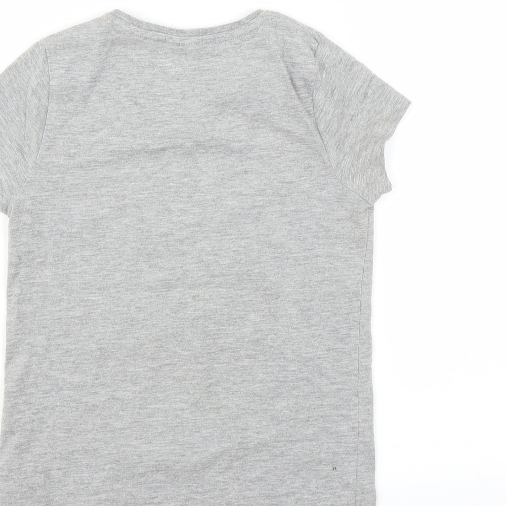 F&F Girls Grey   Basic T-Shirt Size 7-8 Years  - unicorn