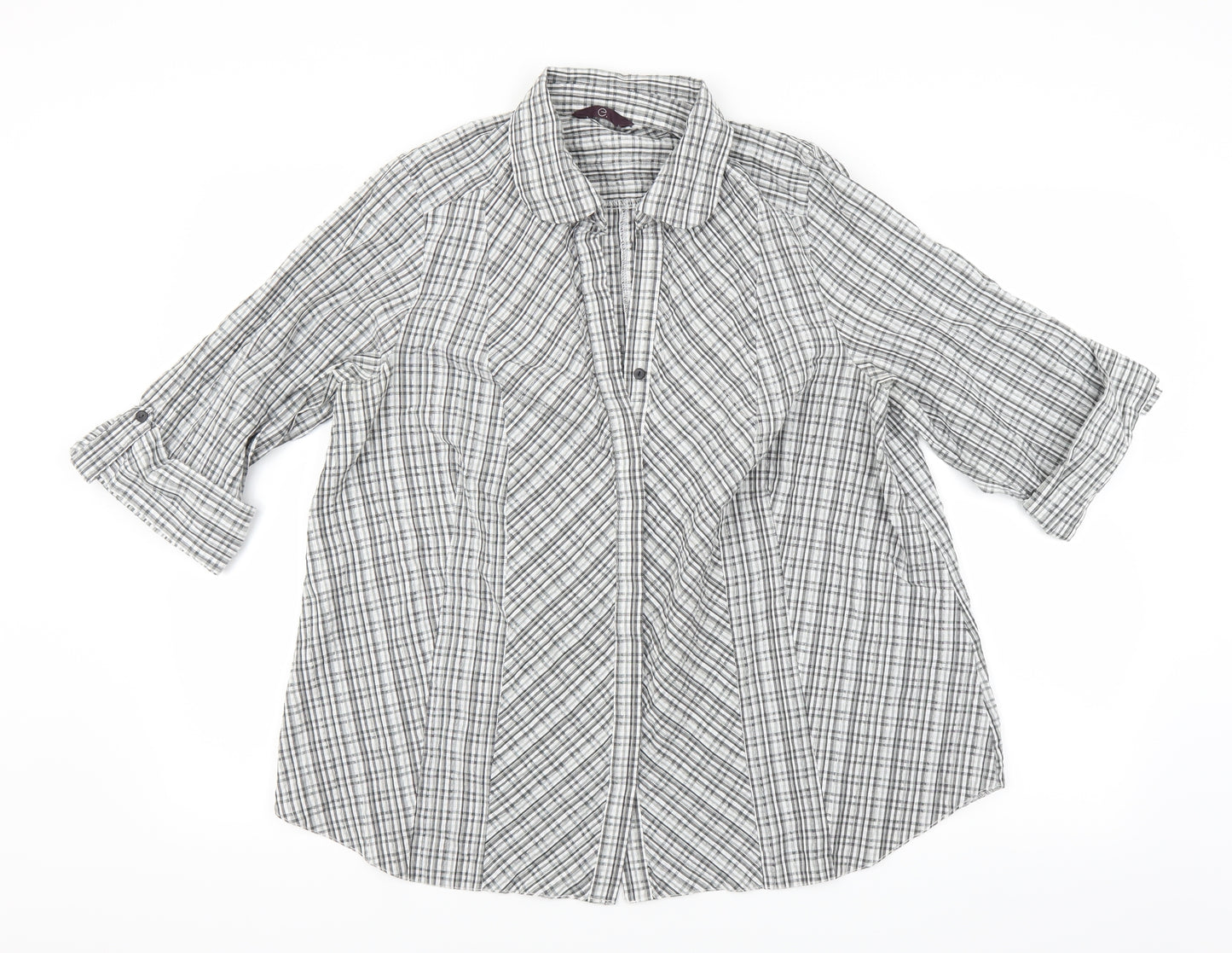 Evans Womens Grey Striped  Basic Button-Up Size 18