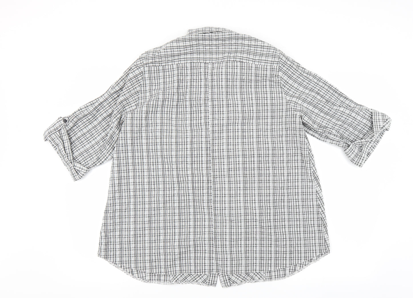 Evans Womens Grey Striped  Basic Button-Up Size 18