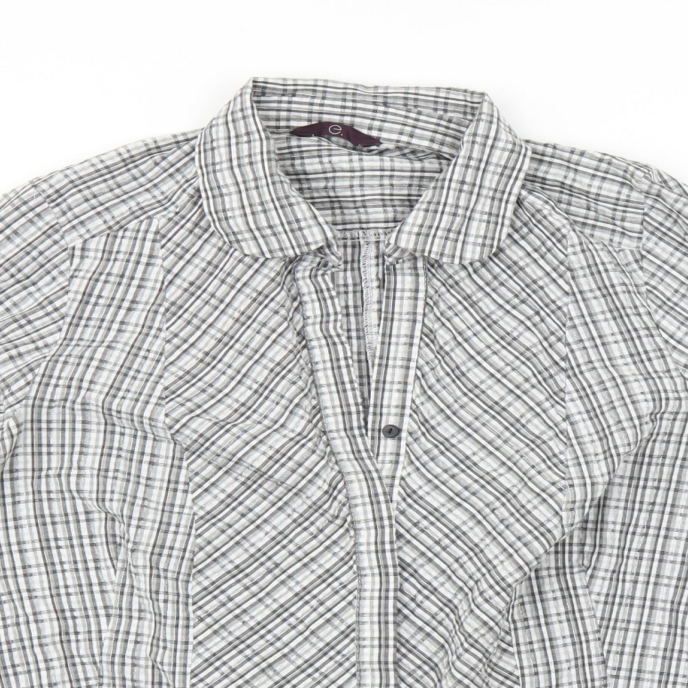 Evans Womens Grey Striped  Basic Button-Up Size 18